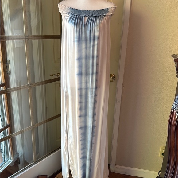 Bohome Dresses & Skirts - Blue and White Strapless Resort Maxi Gown
